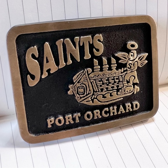 Rainbow Metals NWT Solid Bronze Saints Port Orchard Emboss 3D Belt Buckle Only - Picture 6 of 10